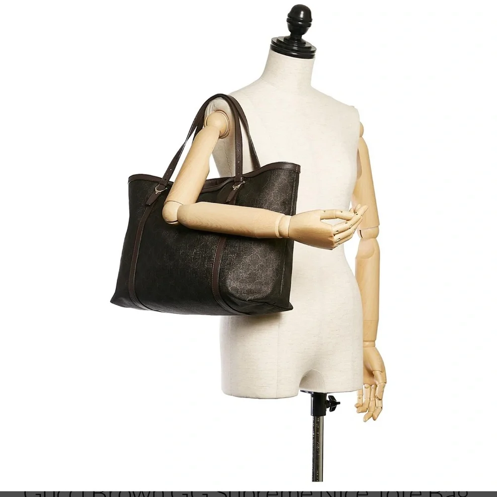 Gucci Brown GG Supreme Nice Tote Bag Dark brown.Excellent! Retail 1.2k - Picture 6 of 6